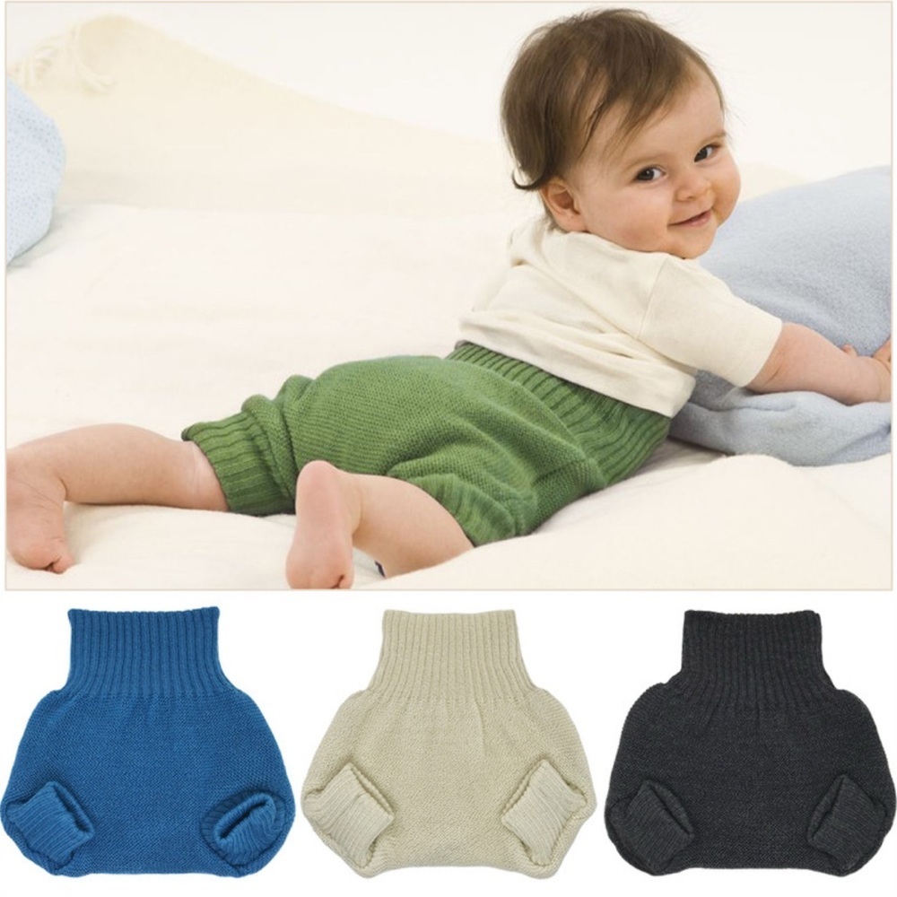 Knit Green Diaper Cover Shorts for Babies